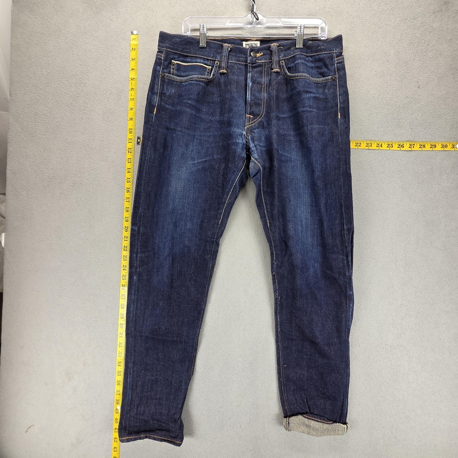Edwin Jeans Mens 33x32 Blue Selvedge Ed-75 Mid Rise Tapered Japanese Denim